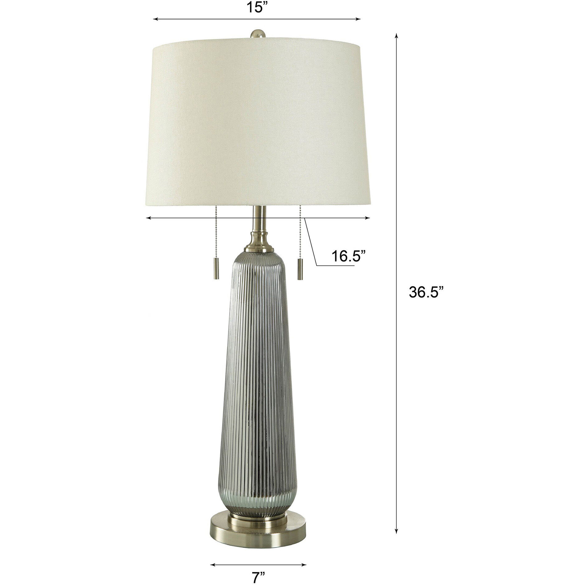 Lumi 36.5 inch 60 watt Silver Sateen and Polished Nickel Table Lamp Portable Light