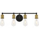 Serif 4 Light 22 inch Brass and Black Wall Sconce Wall Light