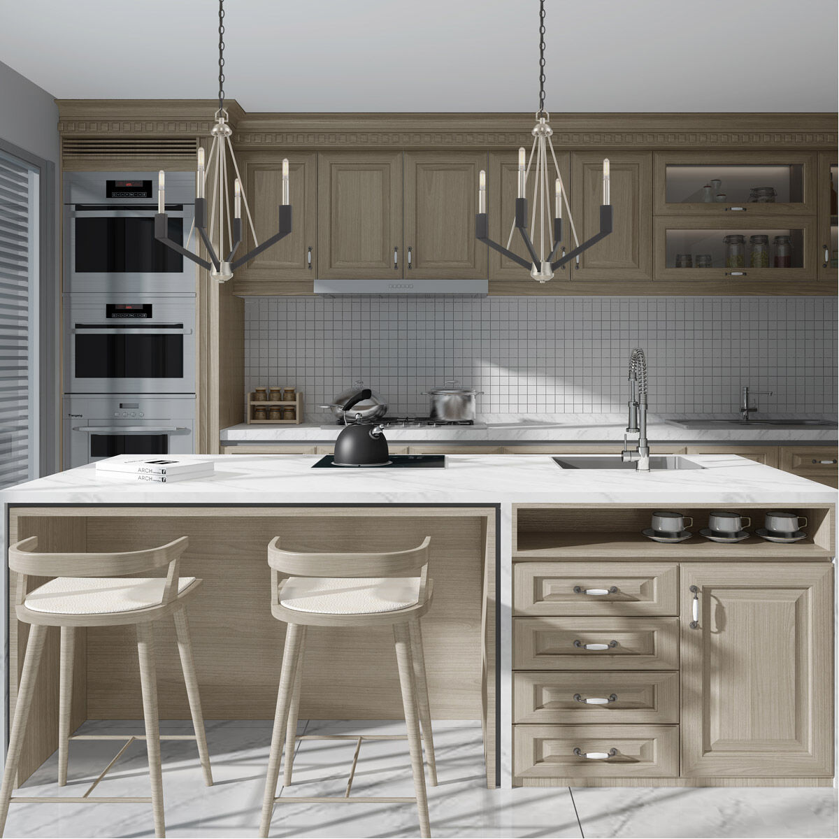 Beckett 4 Light 18 inch Brushed Nickel & Black Mini Chandelier Ceiling Light