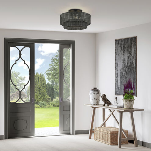 Weavington 3 Light 18 inch Black Semi Flush Mount Ceiling Light, Large