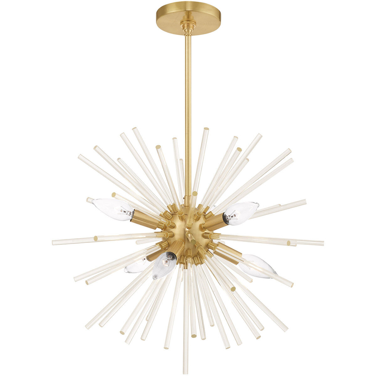 Utopia 6 Light 20 inch Satin Brass Pendant Chandelier Ceiling Light