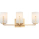 Dart 3 Light 21.25 inch Satin Brass Vanity Light Wall Light