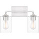 Prescott 2 Light 16 inch Brushed Nickel Bath Light Wall Light, Medium