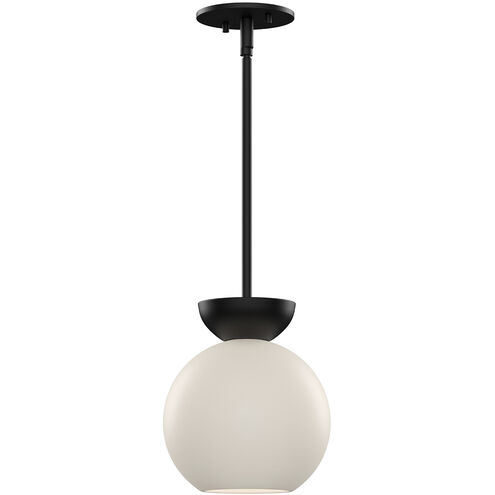 Arcadia 1 Light 7.88 inch Black Pendant Ceiling Light in Matte Opal Glass