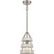 Brigantine 1 Light 7 inch Satin Nickel with Antique White Mini Pendant Ceiling Light