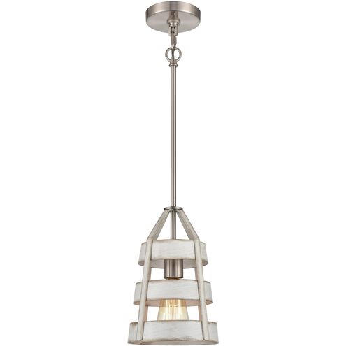 Brigantine 1 Light 7 inch Satin Nickel with Antique White Mini Pendant Ceiling Light