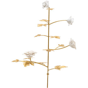 Chelsea House White/Antique Gold Leaf Rose Stem Accent, Medium
