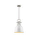 Duncan 1 Light 9 inch Pewter Mini Pendant Ceiling Light in White, Small