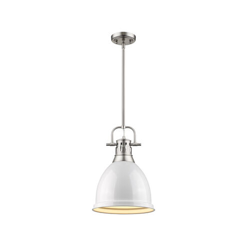 Duncan 1 Light 9 inch Pewter Mini Pendant Ceiling Light in White, Small