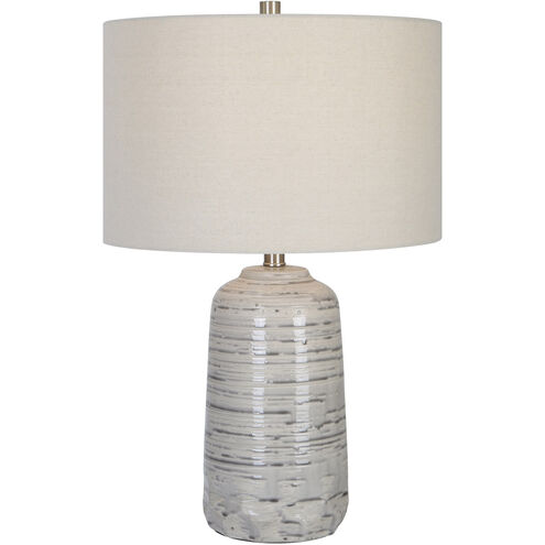 Cyclone 25 inch 150.00 watt Ivory Glaze with Striped Gray Drip Table Lamp Portable Light