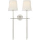 Thomas O'Brien Bryant 2 Light 16 inch Polished Nickel Double Tail Sconce Wall Light in Linen, Large