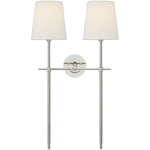 Thomas O'Brien Bryant 2 Light 16 inch Polished Nickel Double Tail Sconce Wall Light in Linen, Large