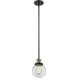 Franklin Restoration Beacon LED 6 inch Black Antique Brass Mini Pendant Ceiling Light in Clear, Franklin Restoration