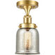 Bell 1 Light 5 inch Satin Gold Semi-Flush Mount Ceiling Light