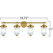Myla 4 Light 33.75 inch Vintage Brass Bathroom Vanity Wall Light