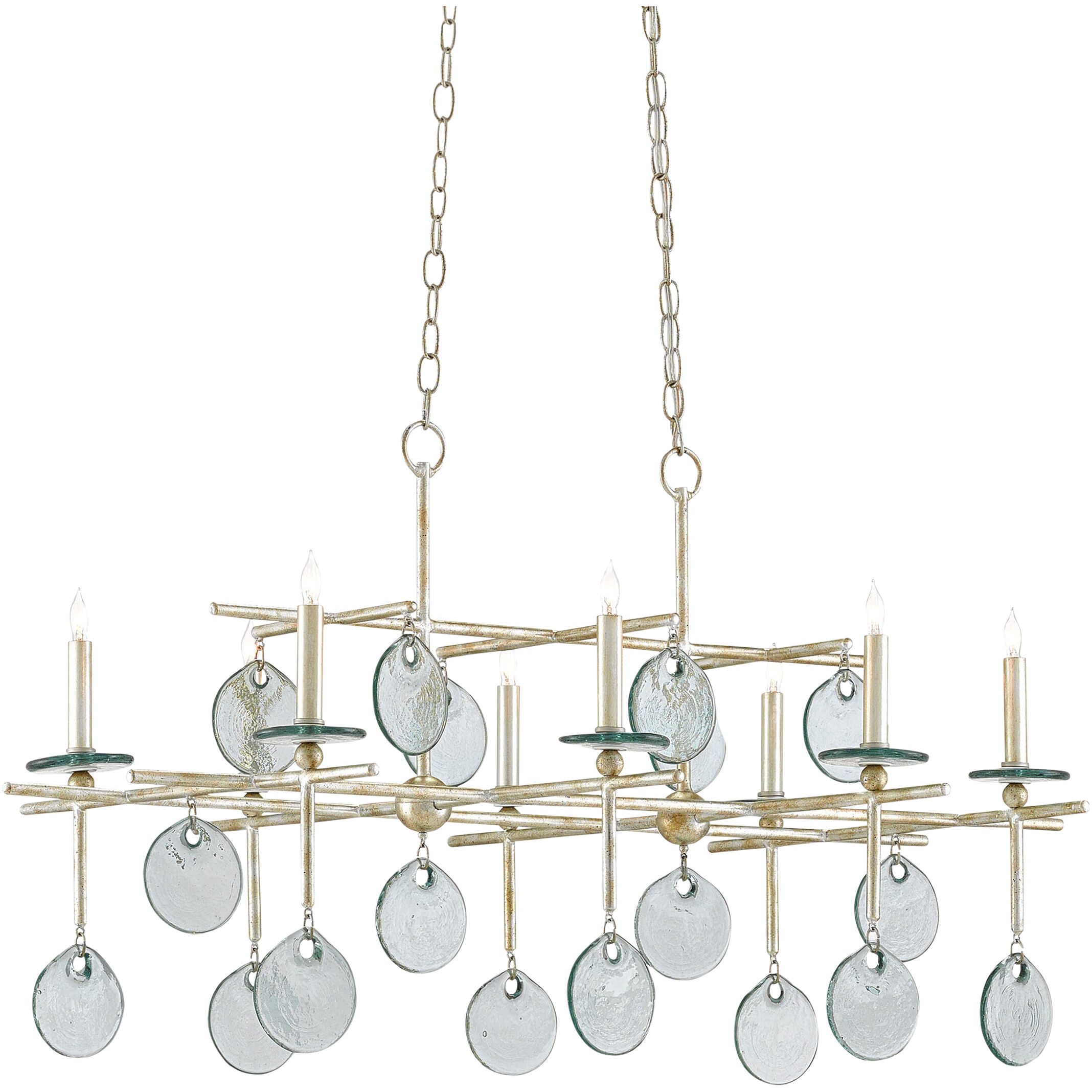 Sethos 8 Light 42 inch Silver Granello Chandelier Ceiling Light, Rectangular