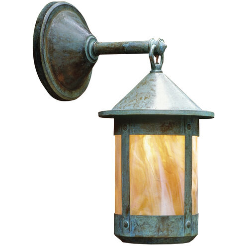 Berkeley 1 Light 17.88 inch Rustic Brown Outdoor Wall Mount in Gold White Iridescent
