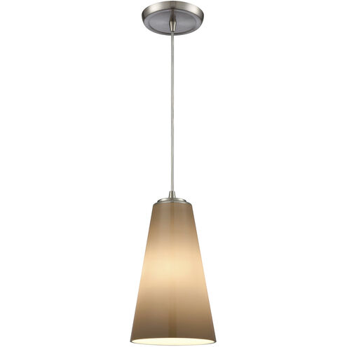 Connor 1 Light 6 inch Satin Nickel with Smokey White Mini Pendant Ceiling Light