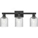 Bridal Veil 3 Light 24 inch Matte Black Bath Vanity Light Wall Light in Seedy Glass