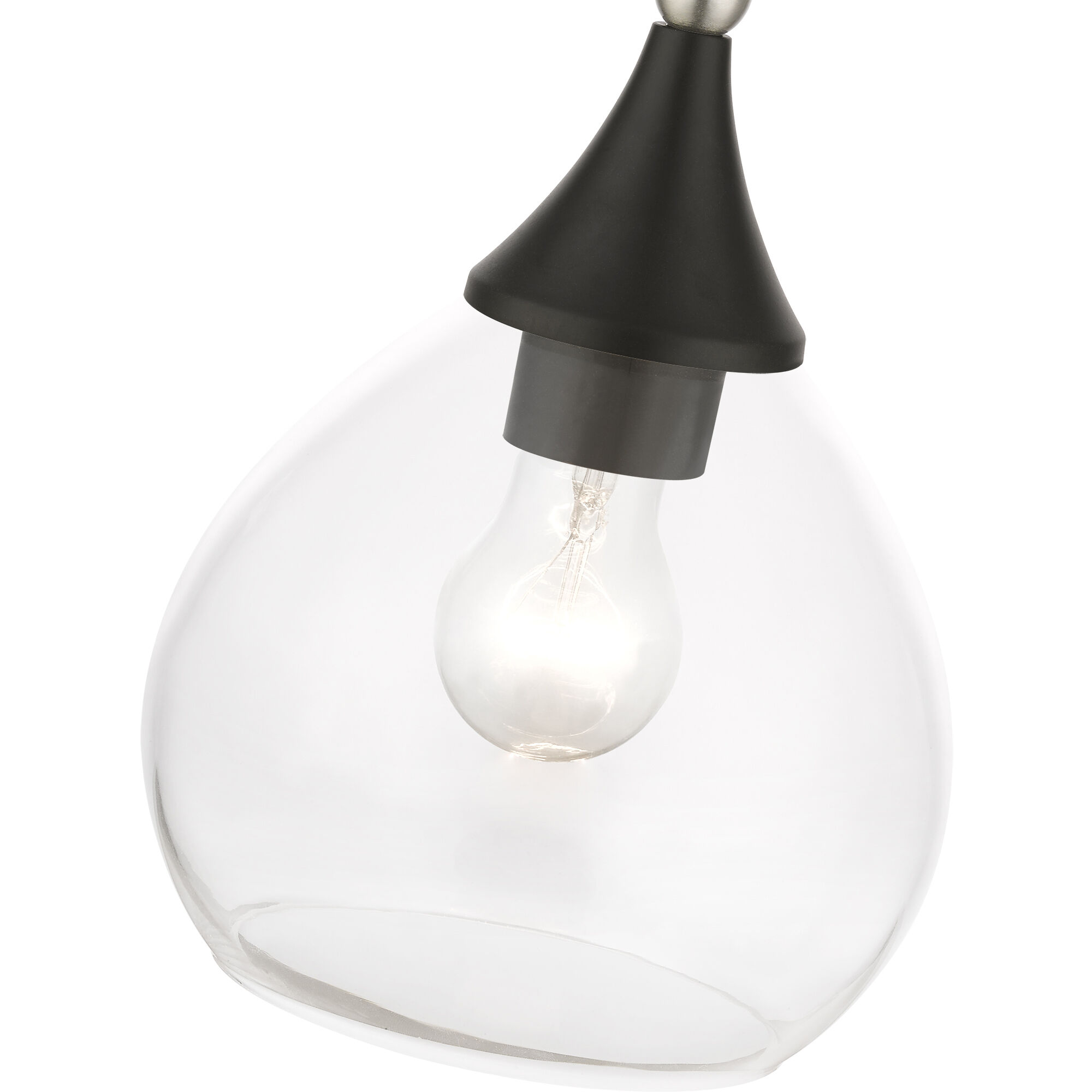 Catania 1 Light 7 inch Black with Brushed Nickel Accents Mini Pendant Ceiling Light