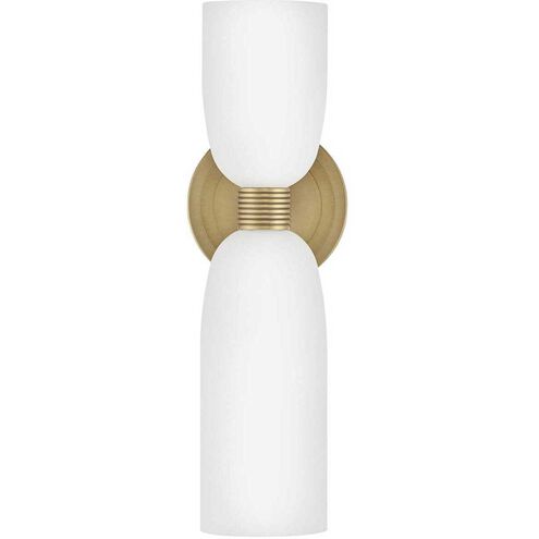 Lisa McDennon Tallulah LED 5.5 inch Lacquered Brass Bath Light Wall Light in 3000K, Etched Opal, 5W, Two Light, Sconce