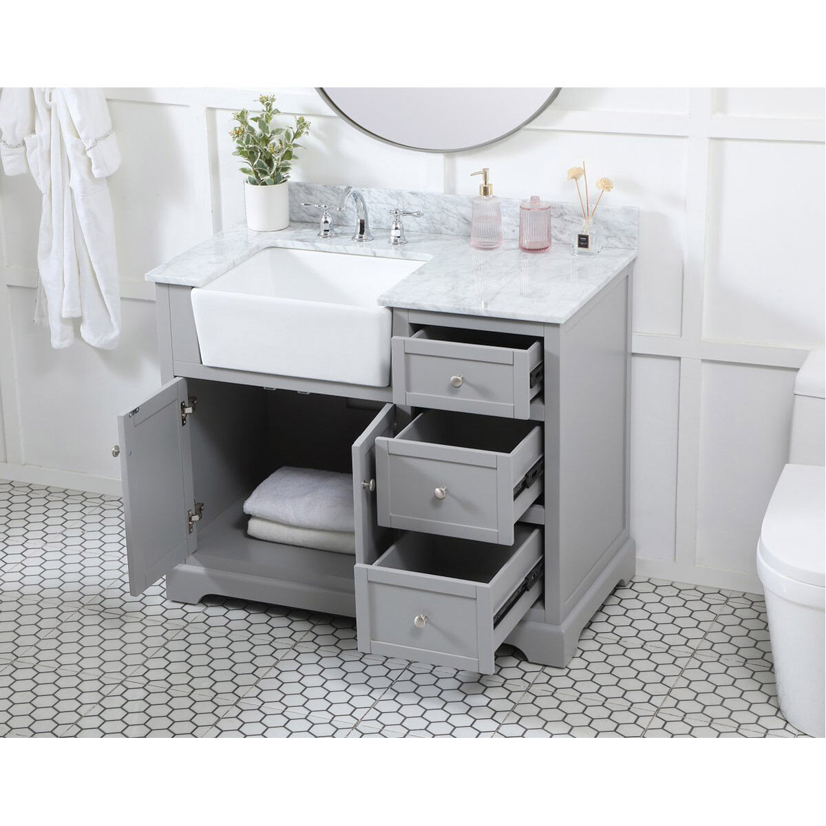 Franklin 42 X 22 X 35 inch Grey Bathroom Vanity Cabinet