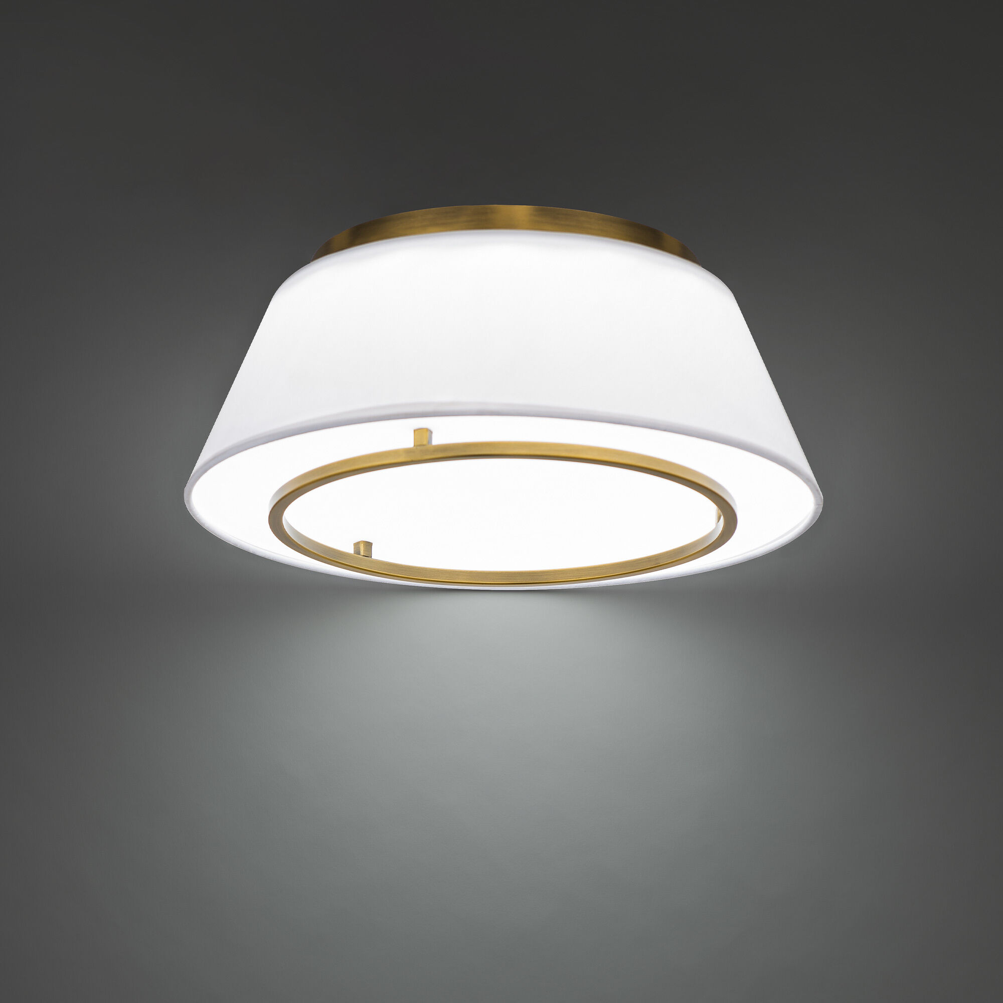 Hailey LED 16 inch Aged Brass Flush Mount Ceiling Light, dweLED