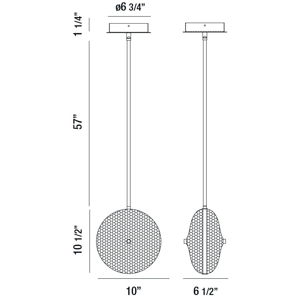 Caledonia LED 7 inch Chrome Pendant Ceiling Light in Pink, Small
