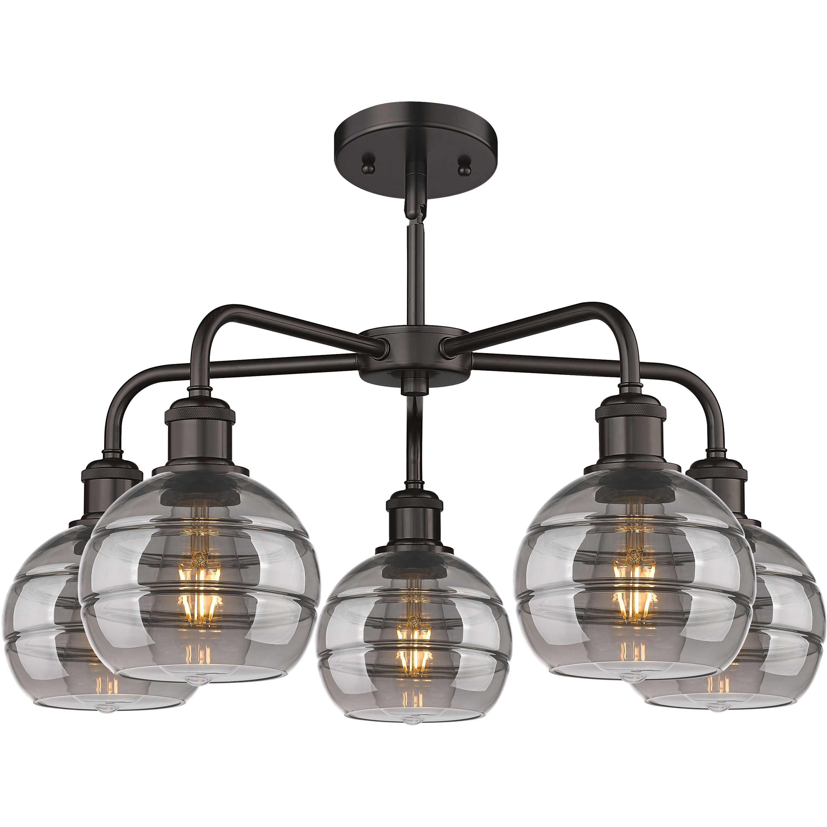 Ballston Rochester 5 Light 23.88 inch Oil Rubbed Bronze Stem Hung Chandelier Ceiling Light