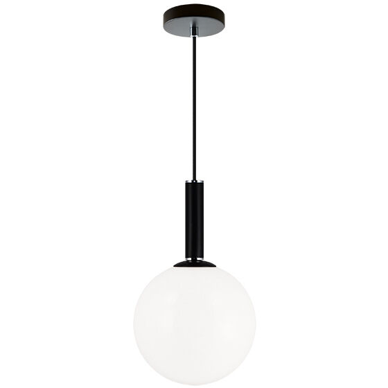 Stellar 1 Light 9.88 inch Black Pendant Ceiling Light in Black and Opal Glass
