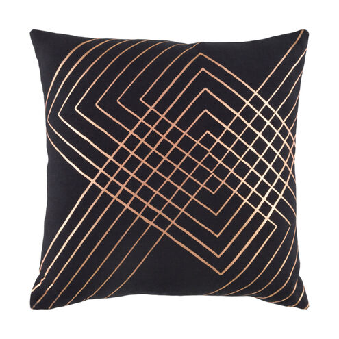 Crescent 19 X 13 inch Black/Metallic - Copper Pillow Cover