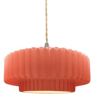 Radiance LED 14.5 inch Gloss Blush and Brushed Nickel Pendant Ceiling Light