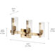 Jemsa 3 Light 22.75 inch Champagne Bronze Bath Bracket Wall Light, 3 Arm