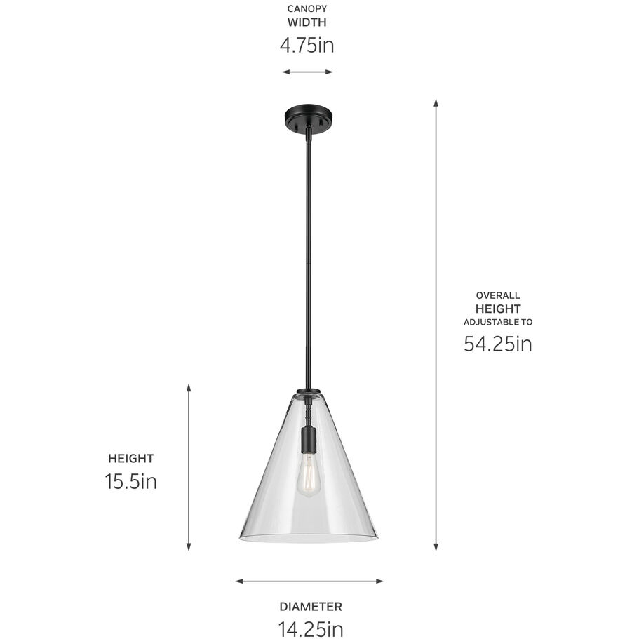 Everly 1 Light Black Pendant Ceiling Light