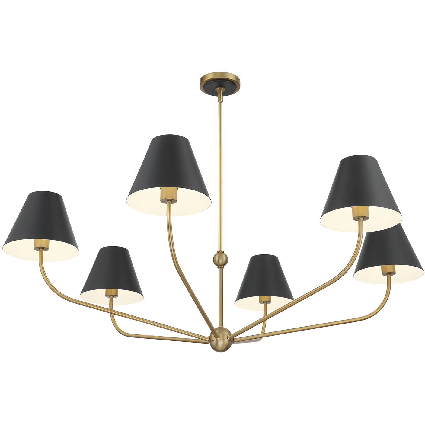 Xavier 6 Light 48 inch Vibrant Gold Chandelier Ceiling Light in Vibrant Gold and Matte Black