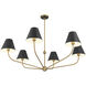 Xavier 6 Light 48 inch Vibrant Gold Chandelier Ceiling Light in Vibrant Gold and Matte Black