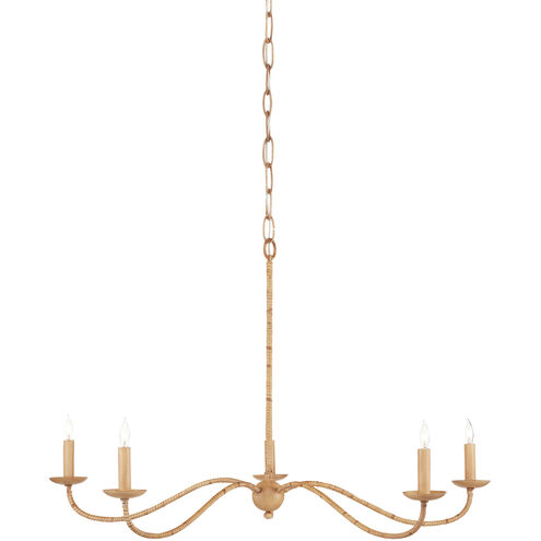 Saxon 5 Light 33 inch Painted Rattan/Natural Rattan Chandelier Ceiling Light, Small