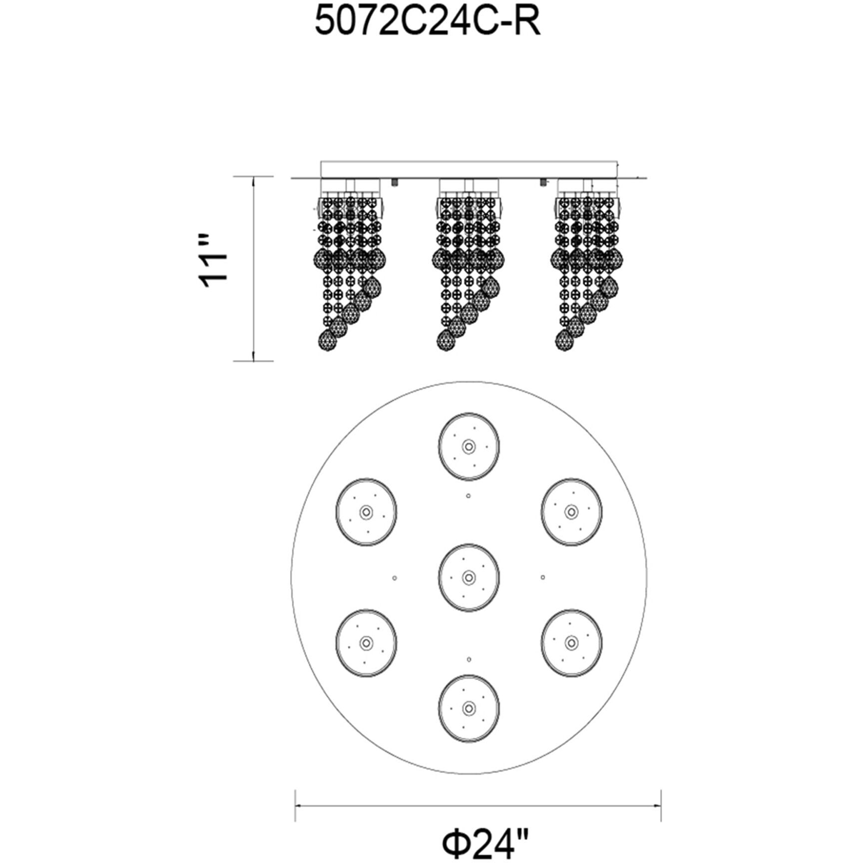 Monica 7 Light 24 inch Chrome Flush Mount Ceiling Light