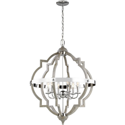 Socorro 6 Light 25 inch Washed Pine Foyer Pendant Ceiling Light