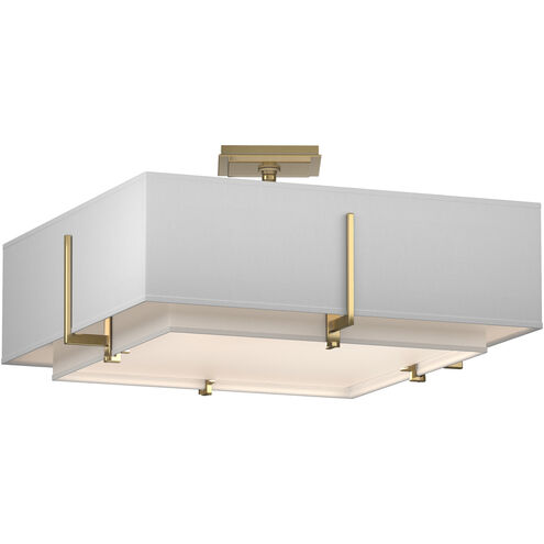 Exos 4 Light 20.6 inch Modern Brass Semi-Flush Ceiling Light in Natural Anna, Square