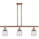 Ballston Small Bell 3 Light 36 inch Antique Copper Island Light Ceiling Light in Clear Glass
