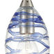Vines 1 Light 5 inch Satin Nickel Mini Pendant Ceiling Light in Clear and Blue Swirl Glass