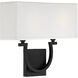Rhodes 2 Light 14 inch Matte Black ADA Wall Sconce Wall Light, Essentials
