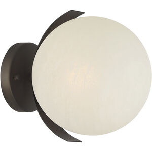 Vino Wall Sconce Wall Light in Dark Bronze, White Etched Alabaster Glass