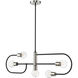 Neutra 5 Light 44 inch Matte Black and Polished Nickel Linear Chandelier Ceiling Light