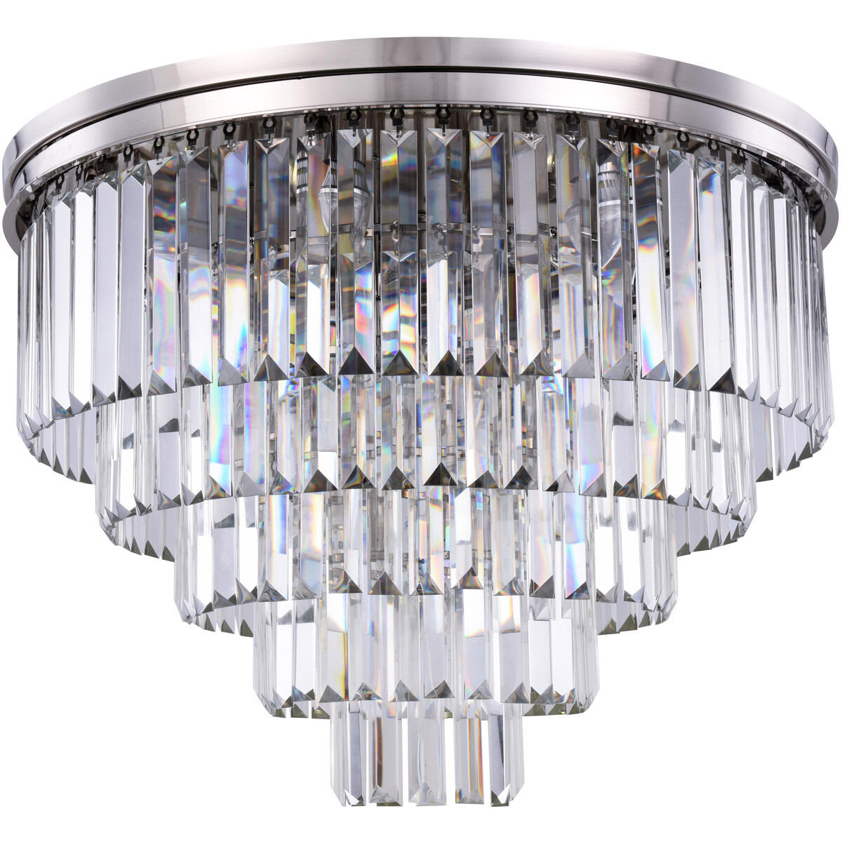 Sydney 17 Light 32 inch Polished nickel Flush Mount Ceiling Light in Clear, Urban Classic