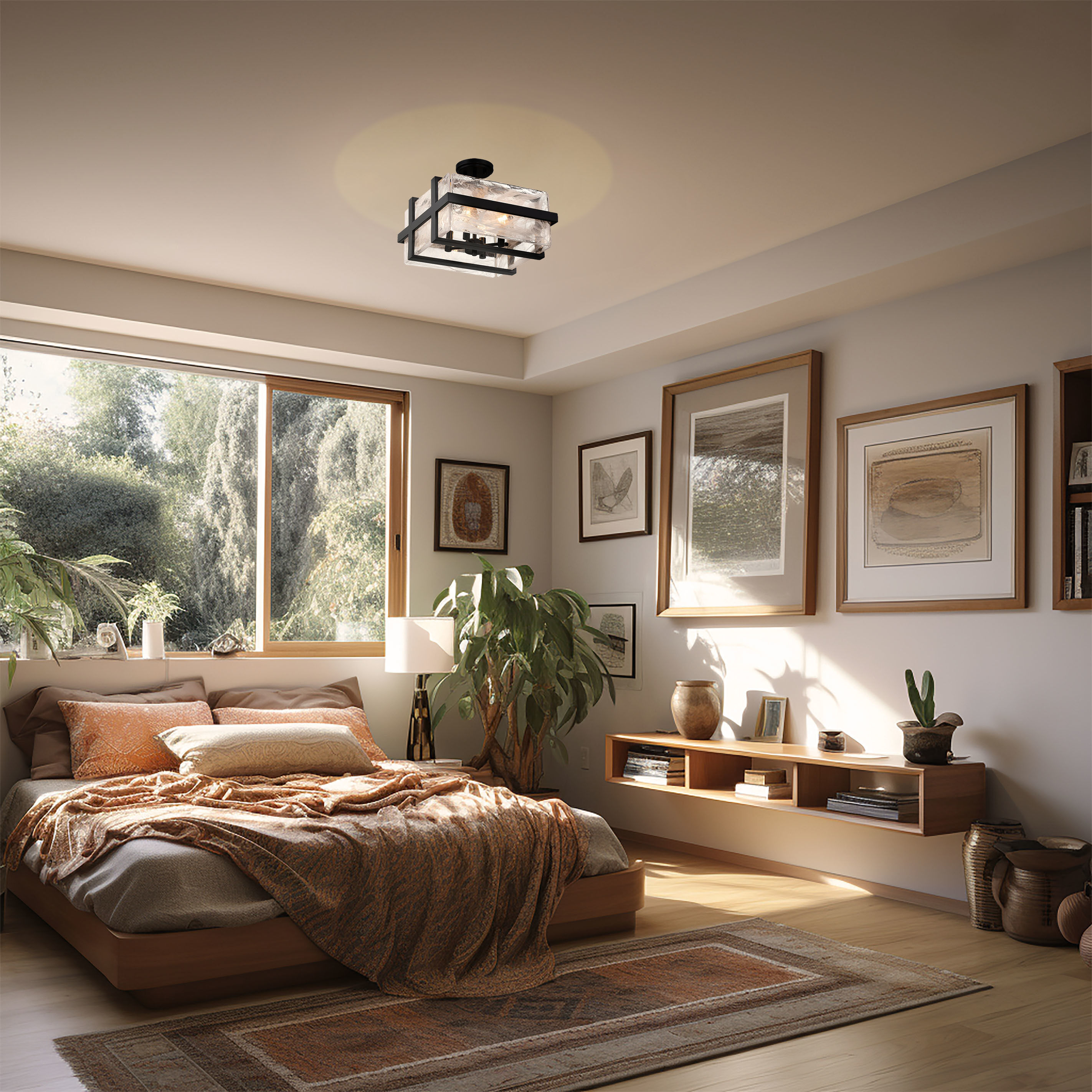 Cloud Break 4 Light 15 inch Coal Semi Flush Ceiling Light