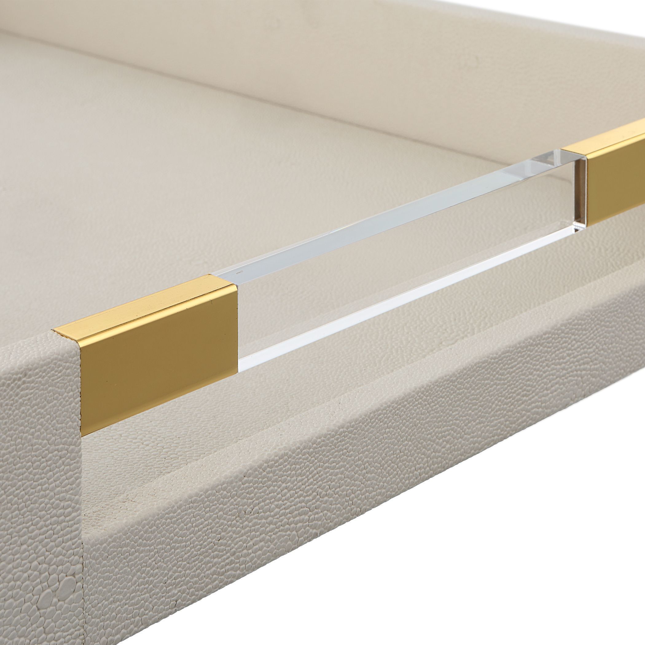 Wessex White Faux Shagreen with Acrylic and Brass Tray