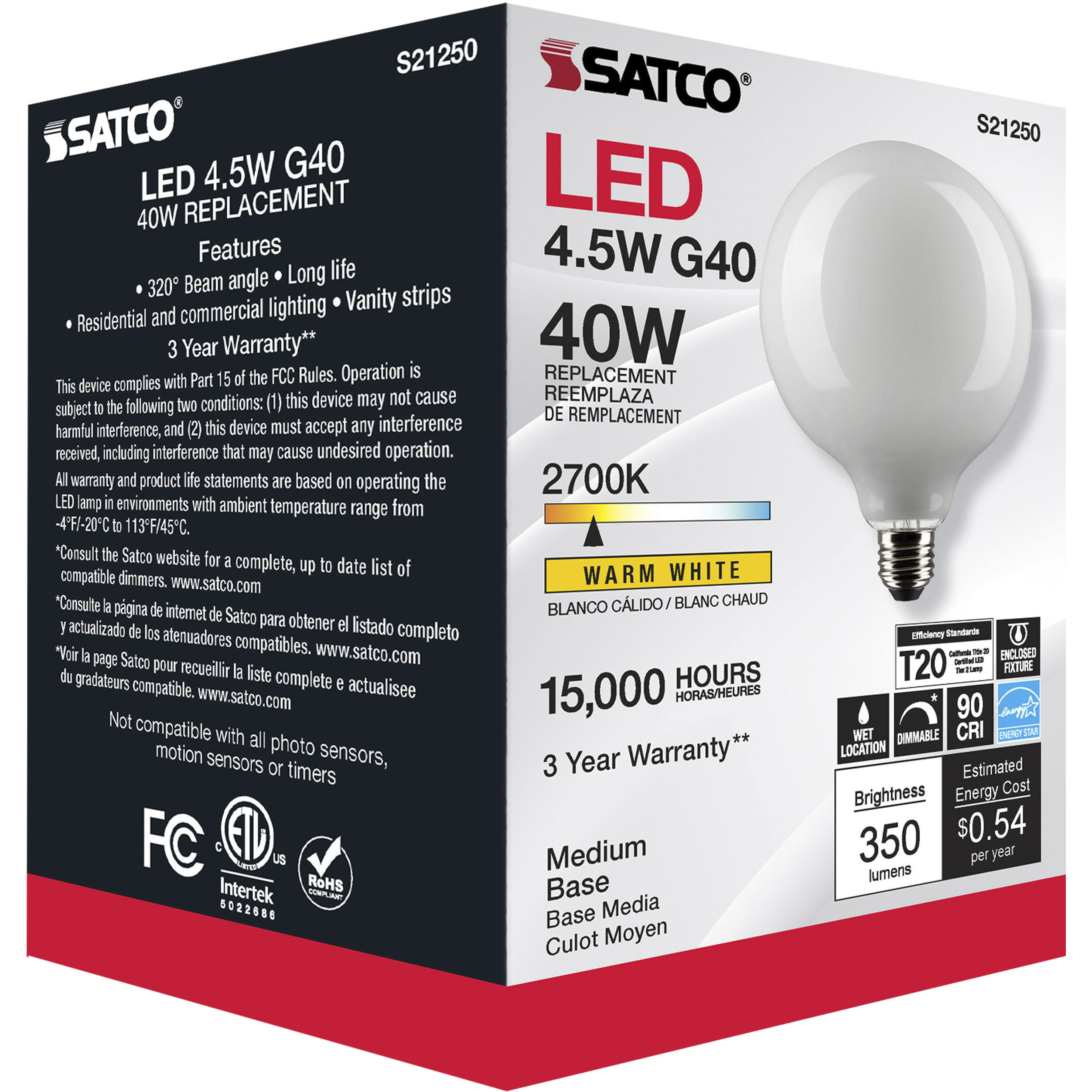 Lumos LED Medium Medium 4.50 watt 2700K LED Filament