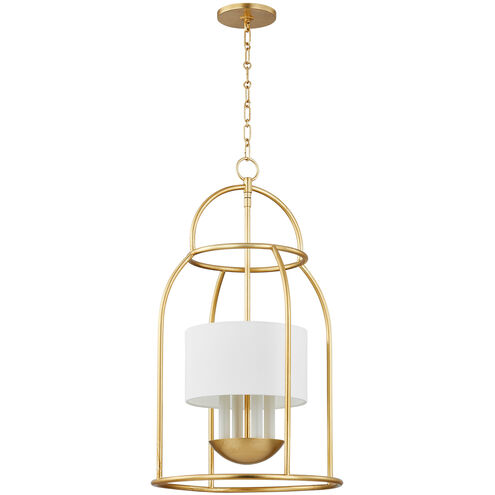 Delia 4 Light 17 inch Vintage Gold Leaf Hanging Lantern Ceiling Light